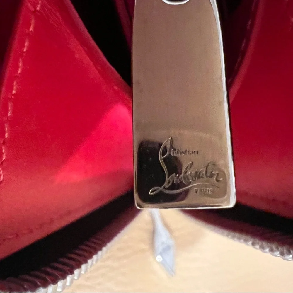 CHRISTIAN LOUBOUTIN Panettone Silver Leather Studded Zip Around Long Wallet - Picture 9 of 10